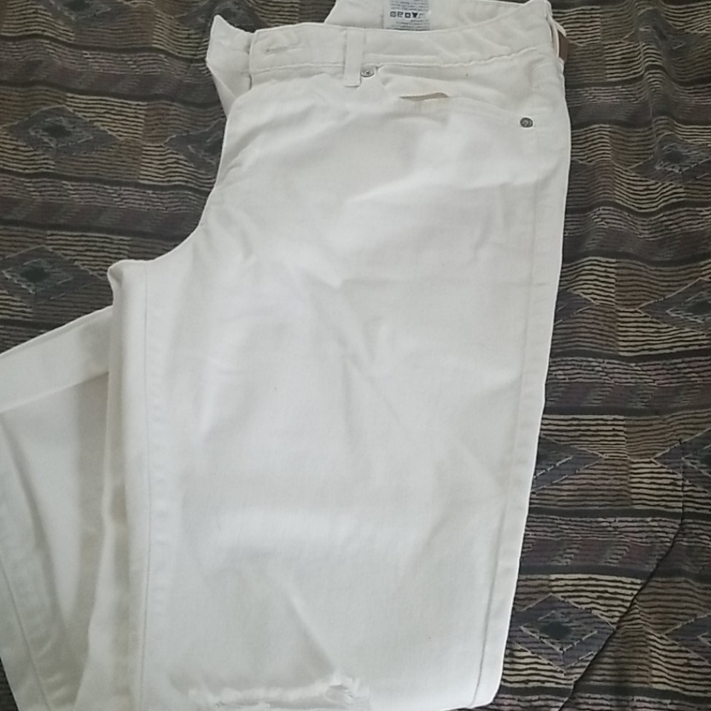 White distress midrise jeans